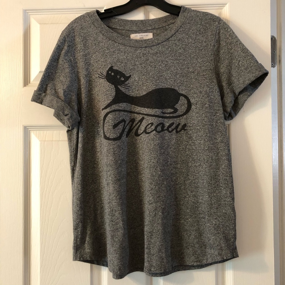 Anthropologie Screen Print Cat T-Shirt Size Large